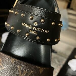 Louis Vuitton Black and Brown Studded Sandals